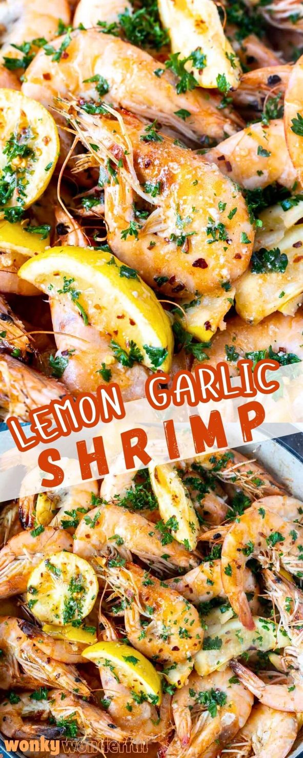 lemon garlic shrimp pinnable image