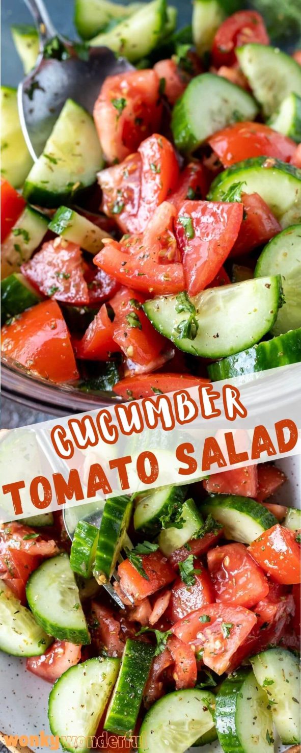 cucumber tomato salad pinnable image