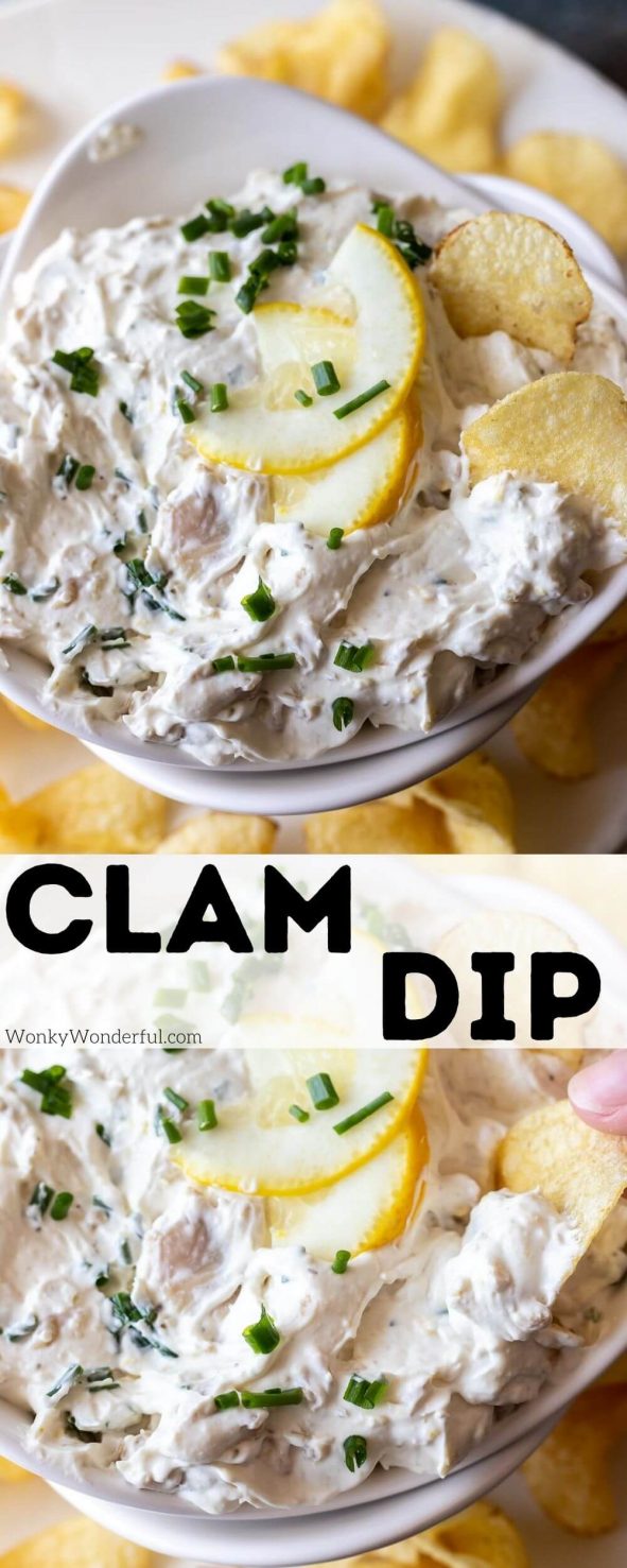 clam dip pinnable image with title text