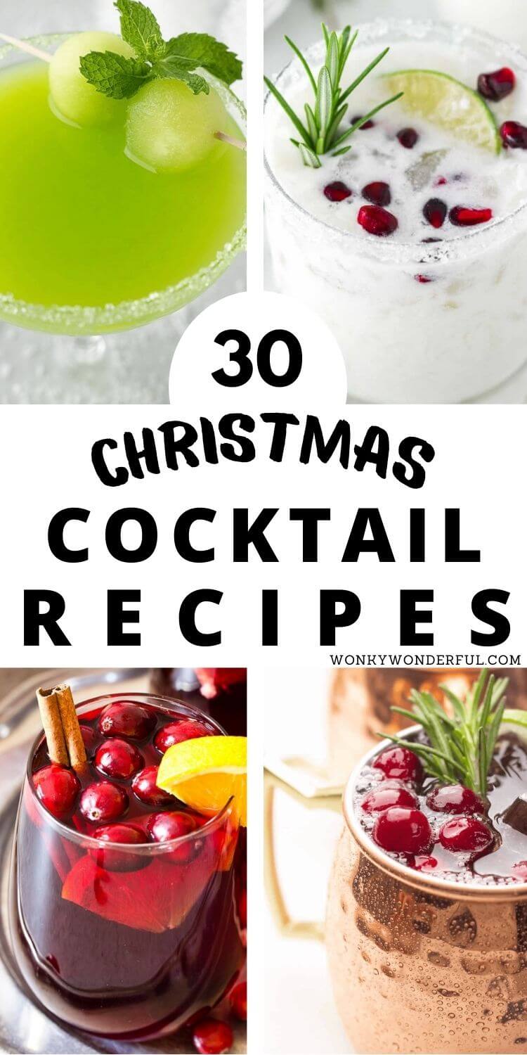 christmas cocktails pinnable image with title text