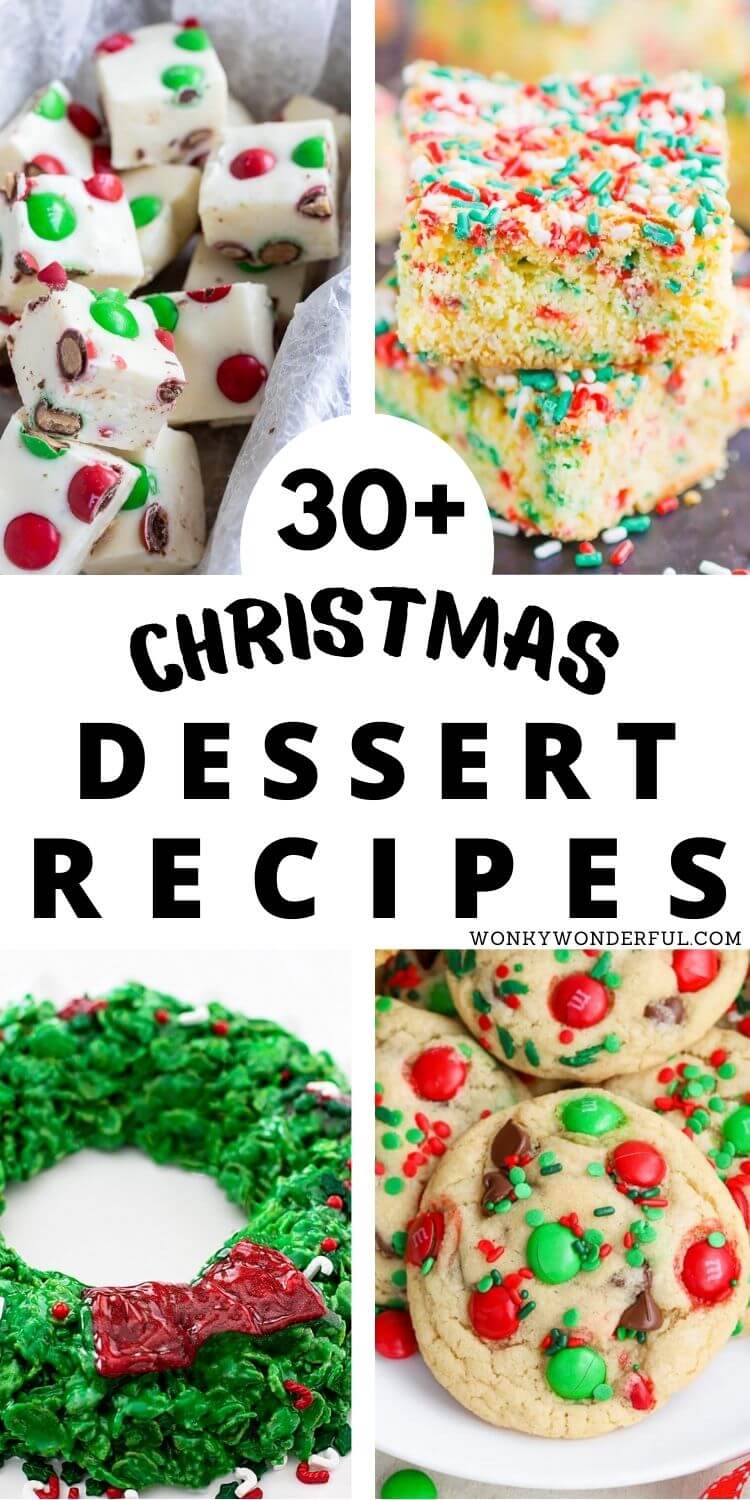 christmas desserts pinnable image with title text