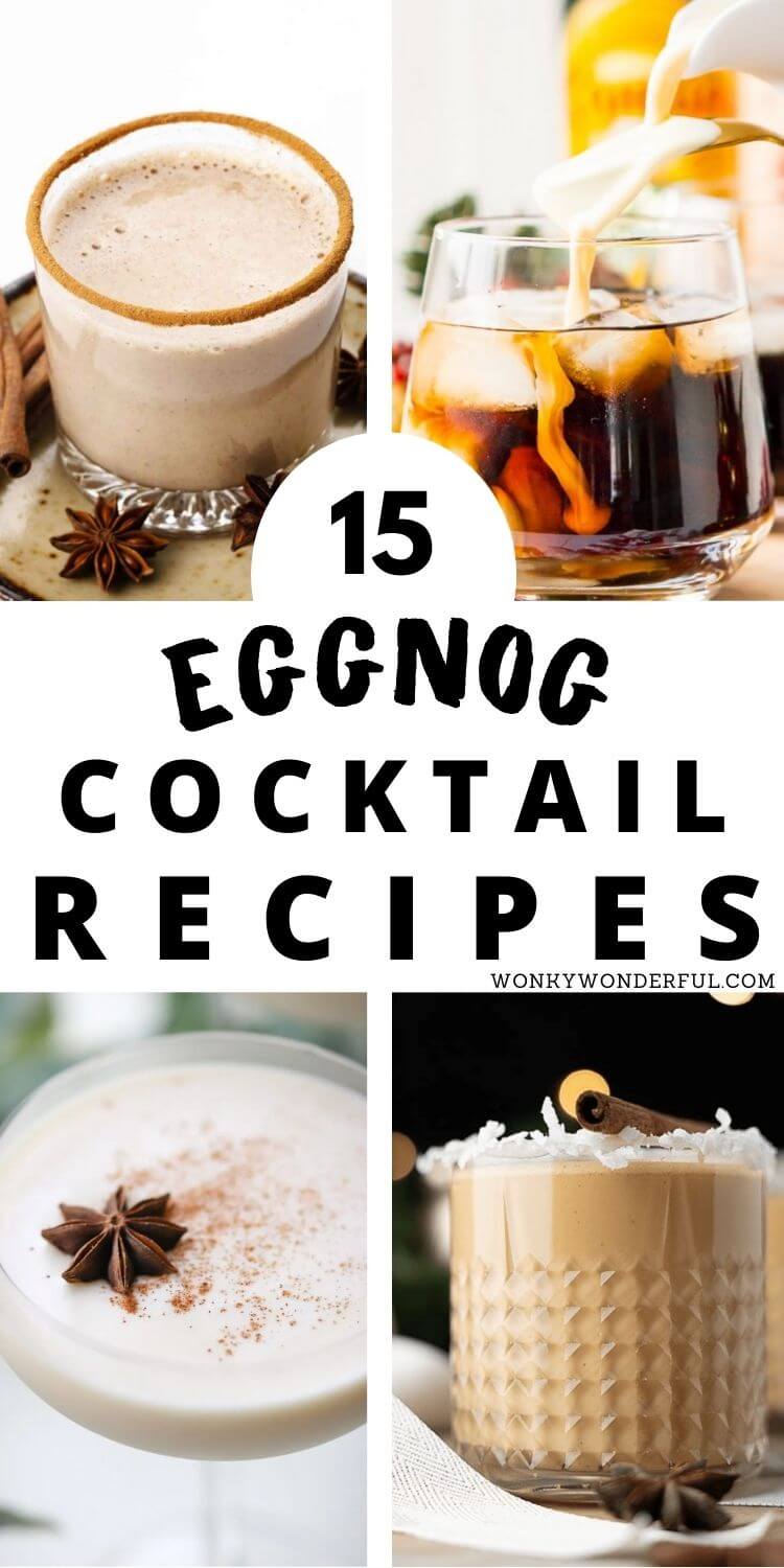 eggnog cocktails pinnable image with title text 