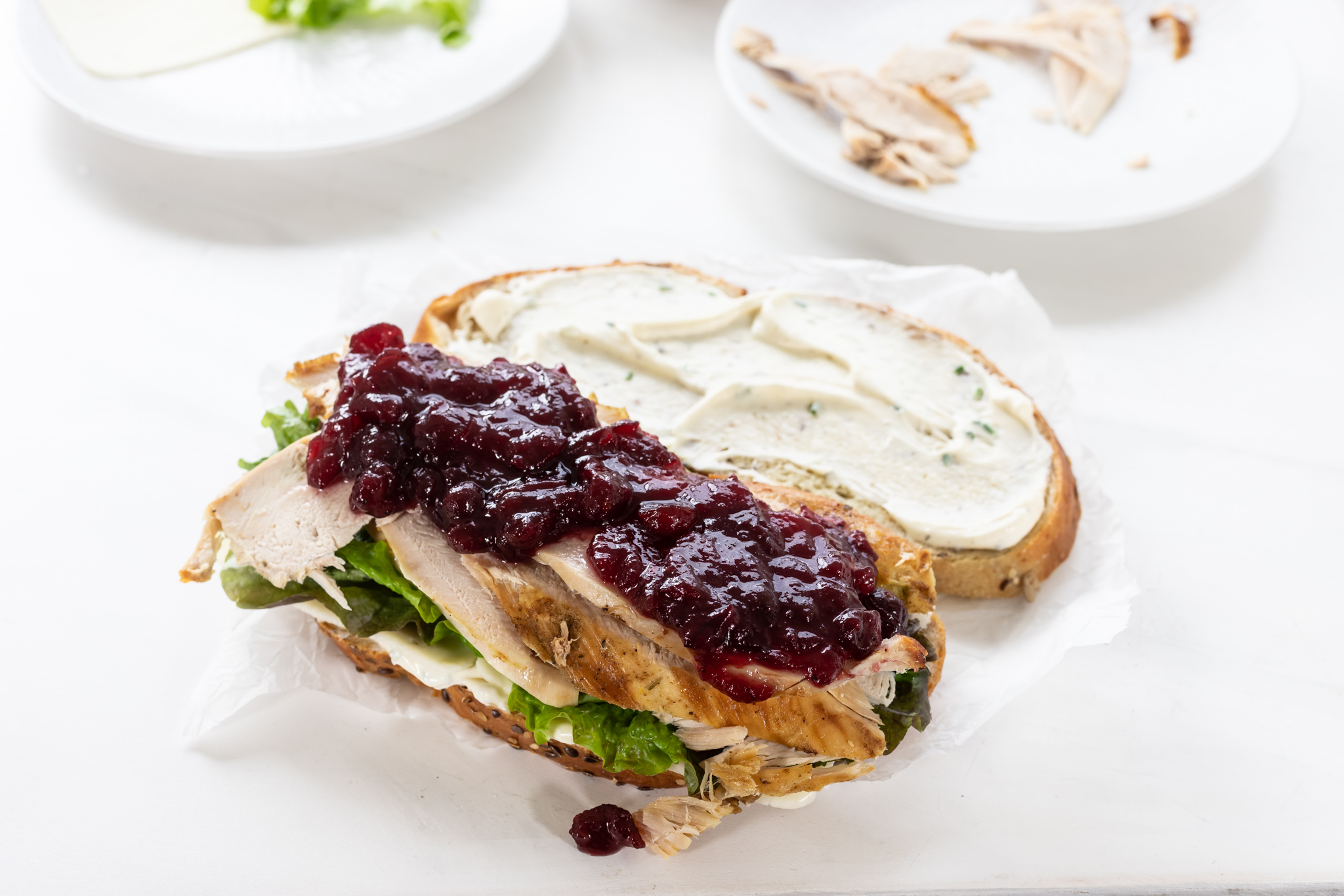 partially assembled sandwich