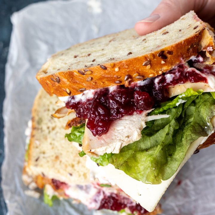 hand holding sandwich