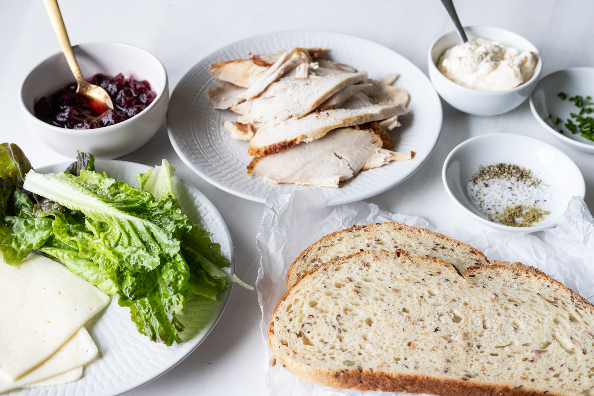 sandwich ingredients layer out separately
