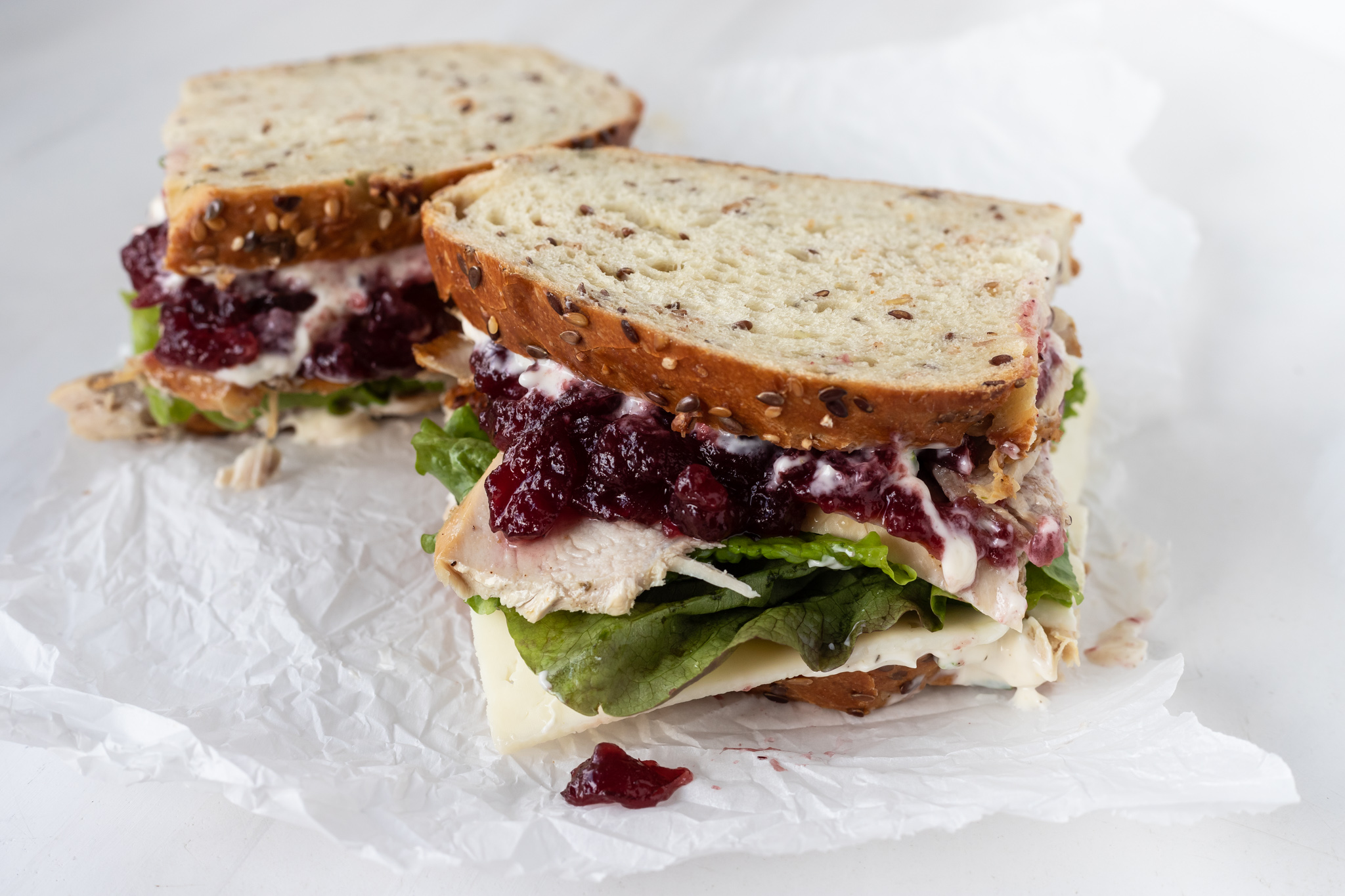 prepared sandwich cut in half