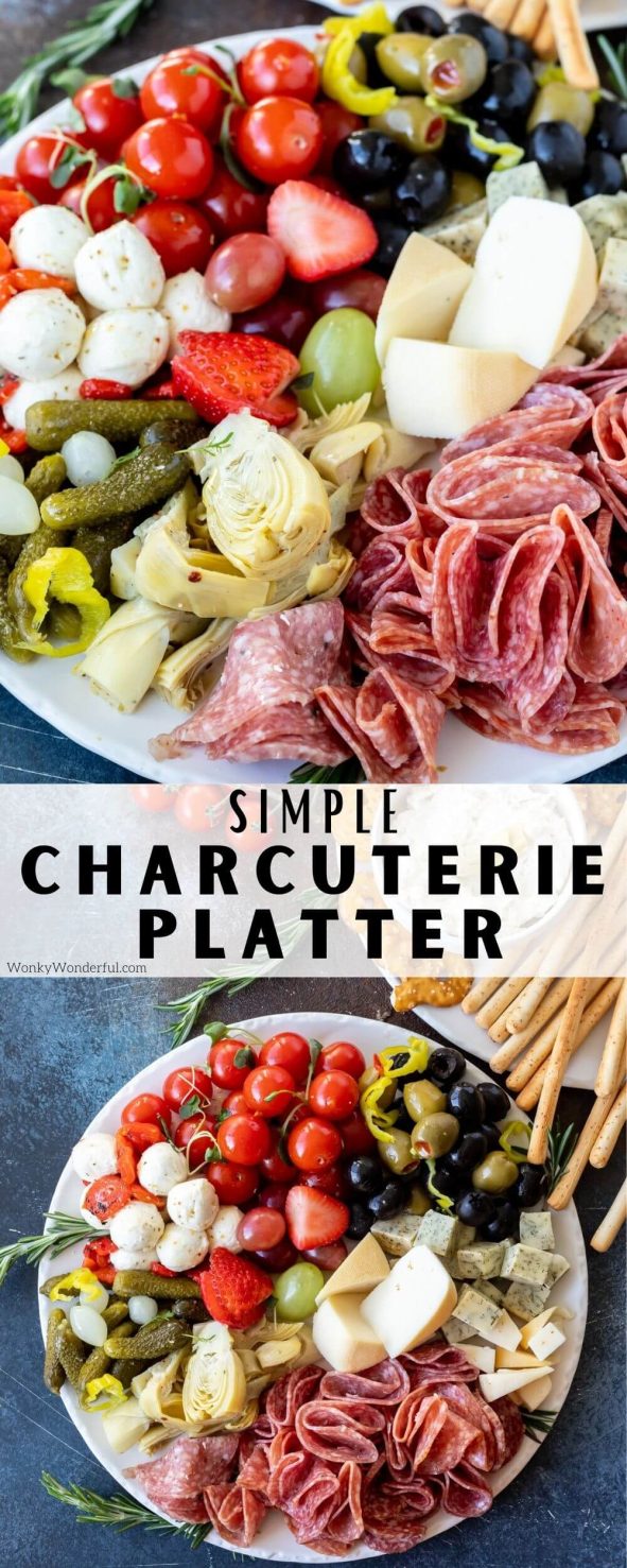 charcuterie platter pinnable image with title text
