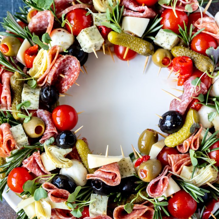 salami olives cheese and more in shape of wreath