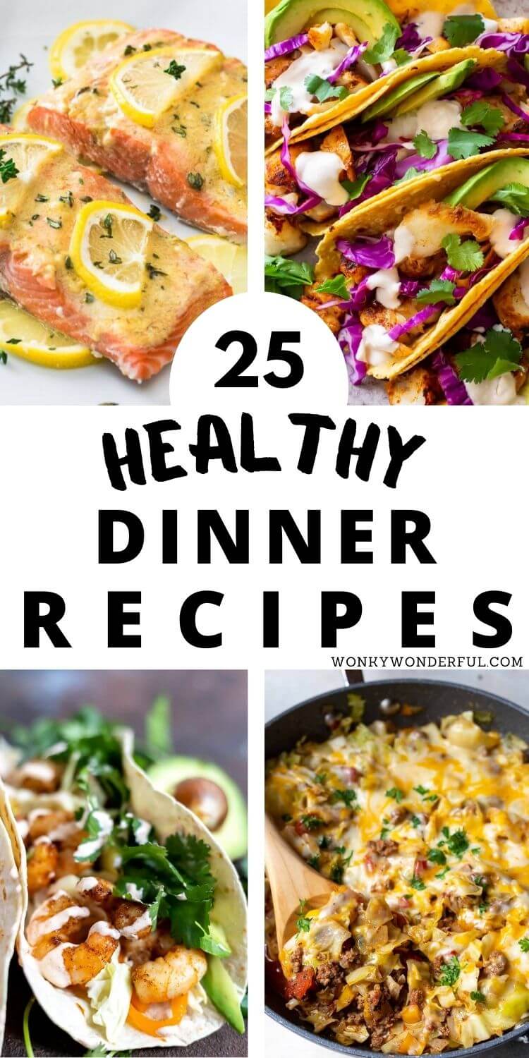 healthy dinner ideas pinnable image with title text