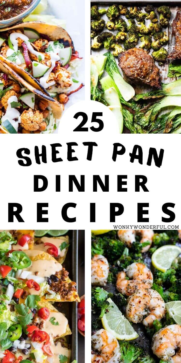 sheet pan dinners pinnable image with title text