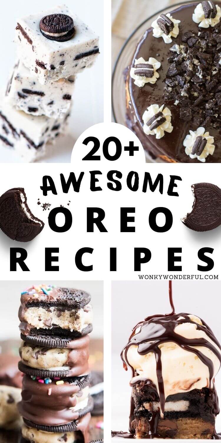 oreo recipes pinnable image with title text