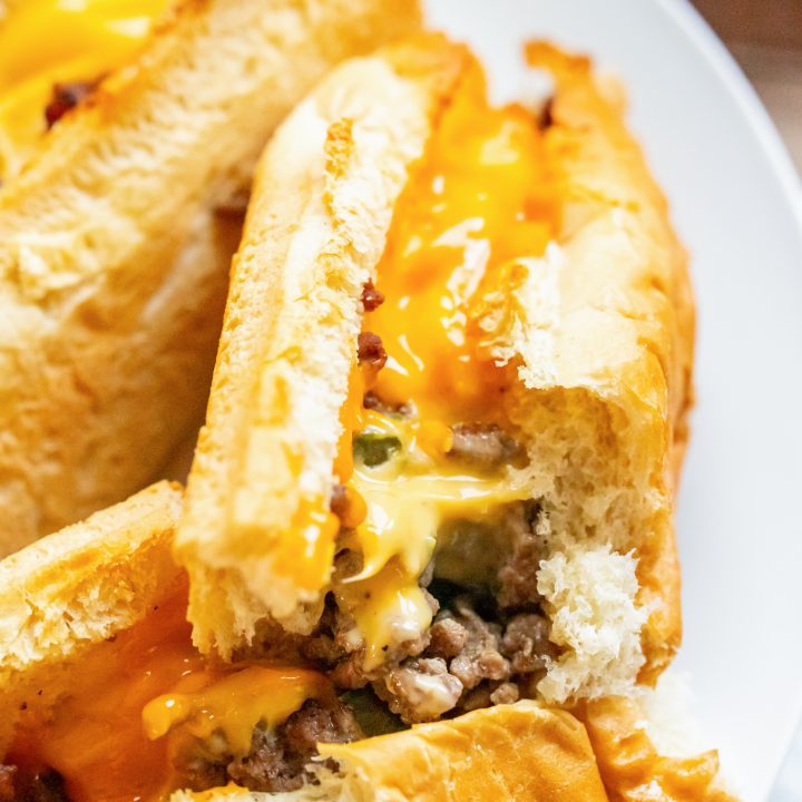 roll filled with beef and melted cheese