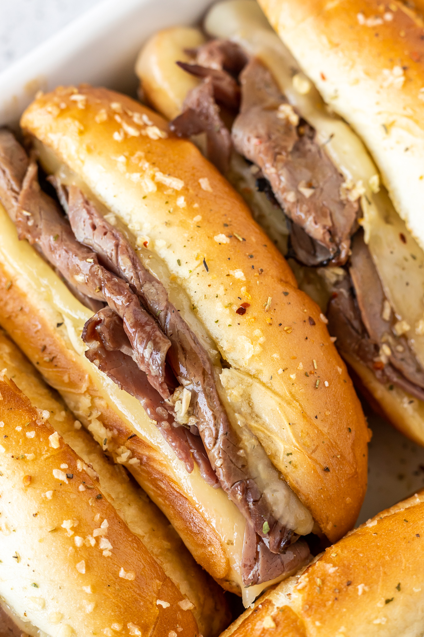prepped sandwiches slathered with melted butter