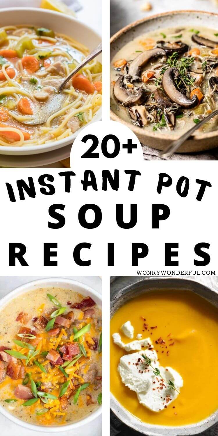 instant pot soup recipes pinnable image with title text