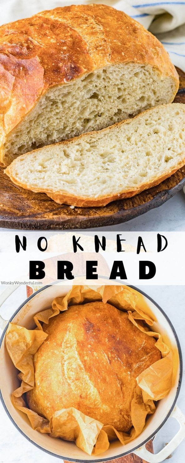 dutch oven bread pinnable image with title text