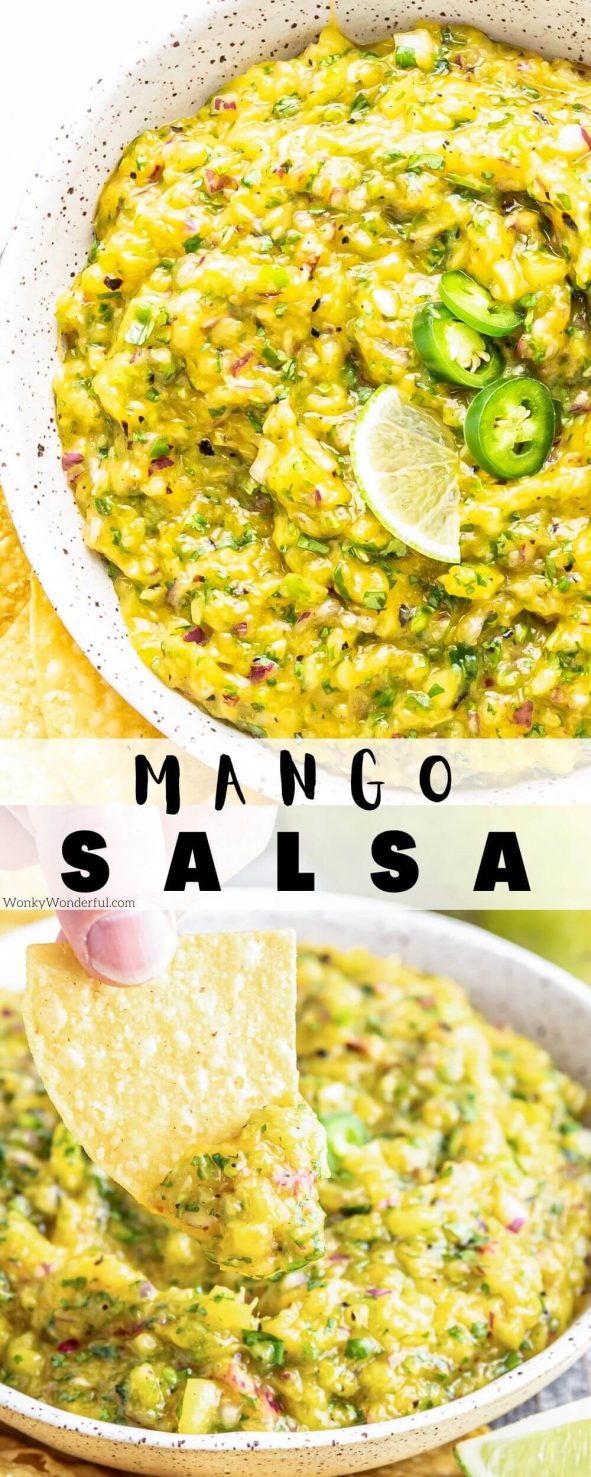 mango salsa pinnable image with title text