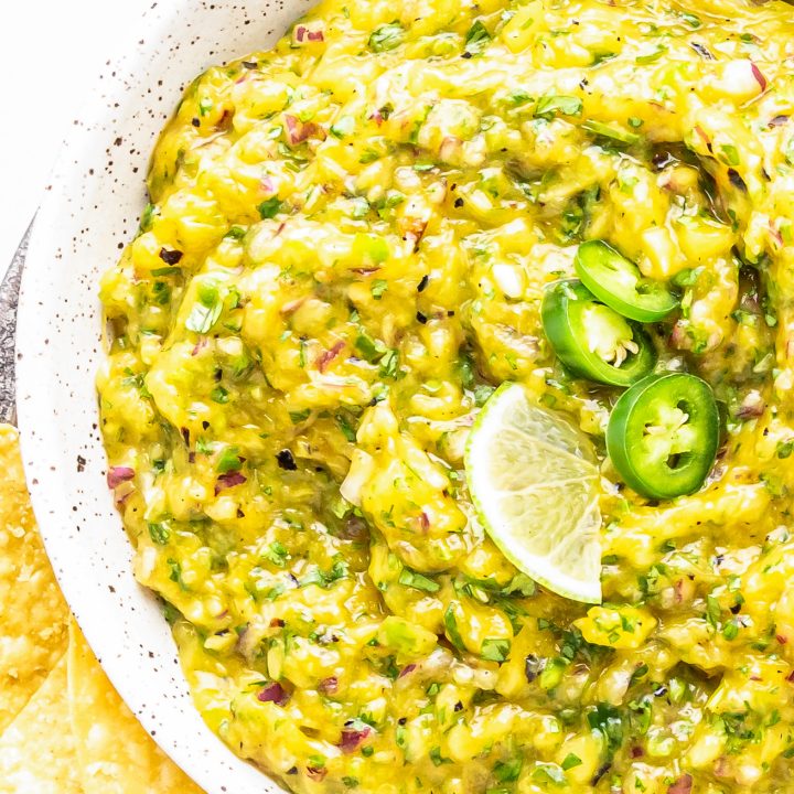 bright yellow salsa in bowl