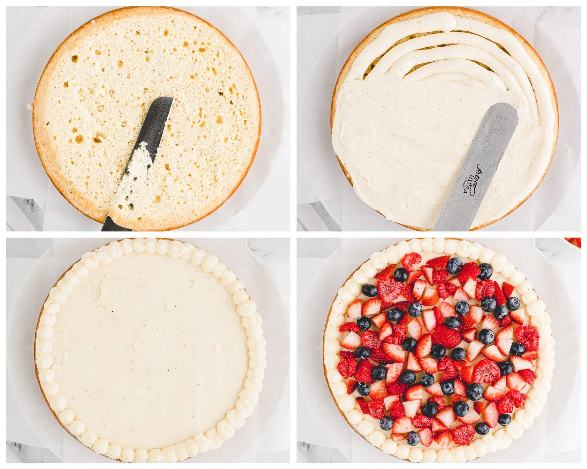 frosting cake process collage