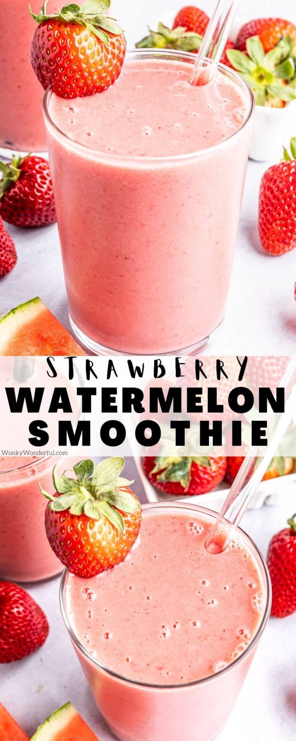 watermelon smoothie pinnable image with title text