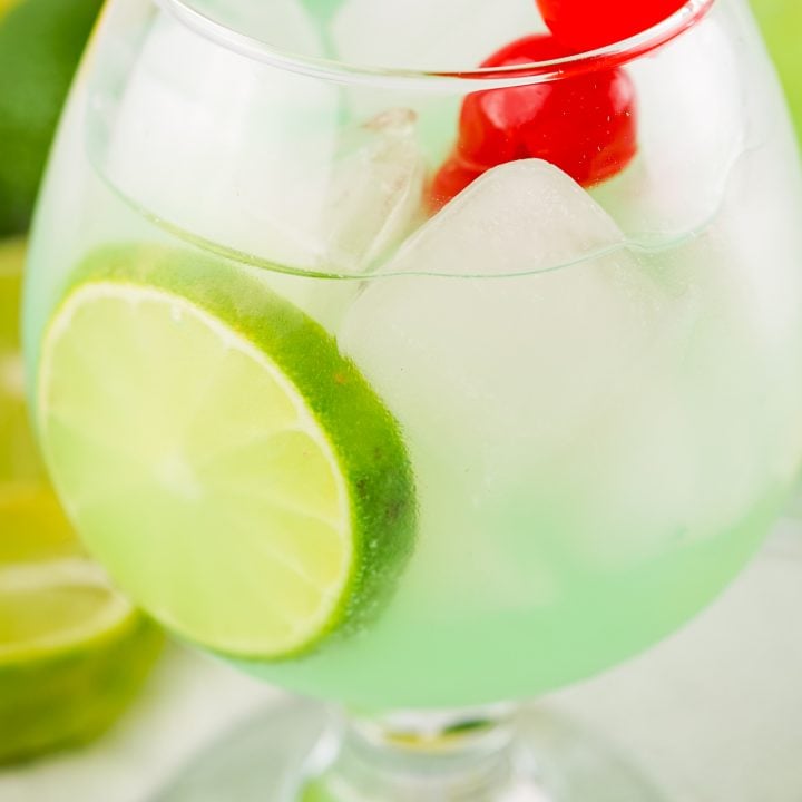 light green drink in glass