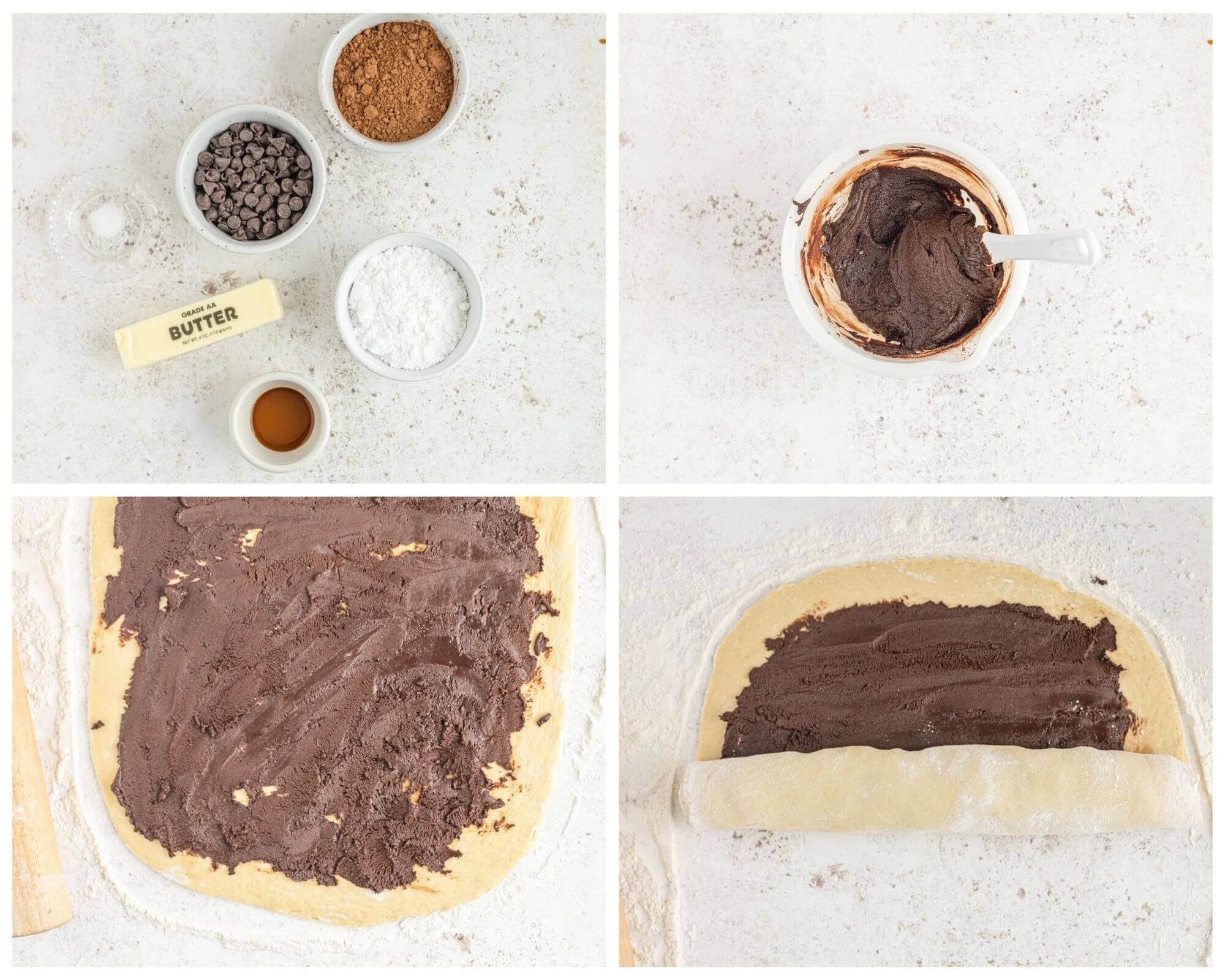 babka dough process photo collage