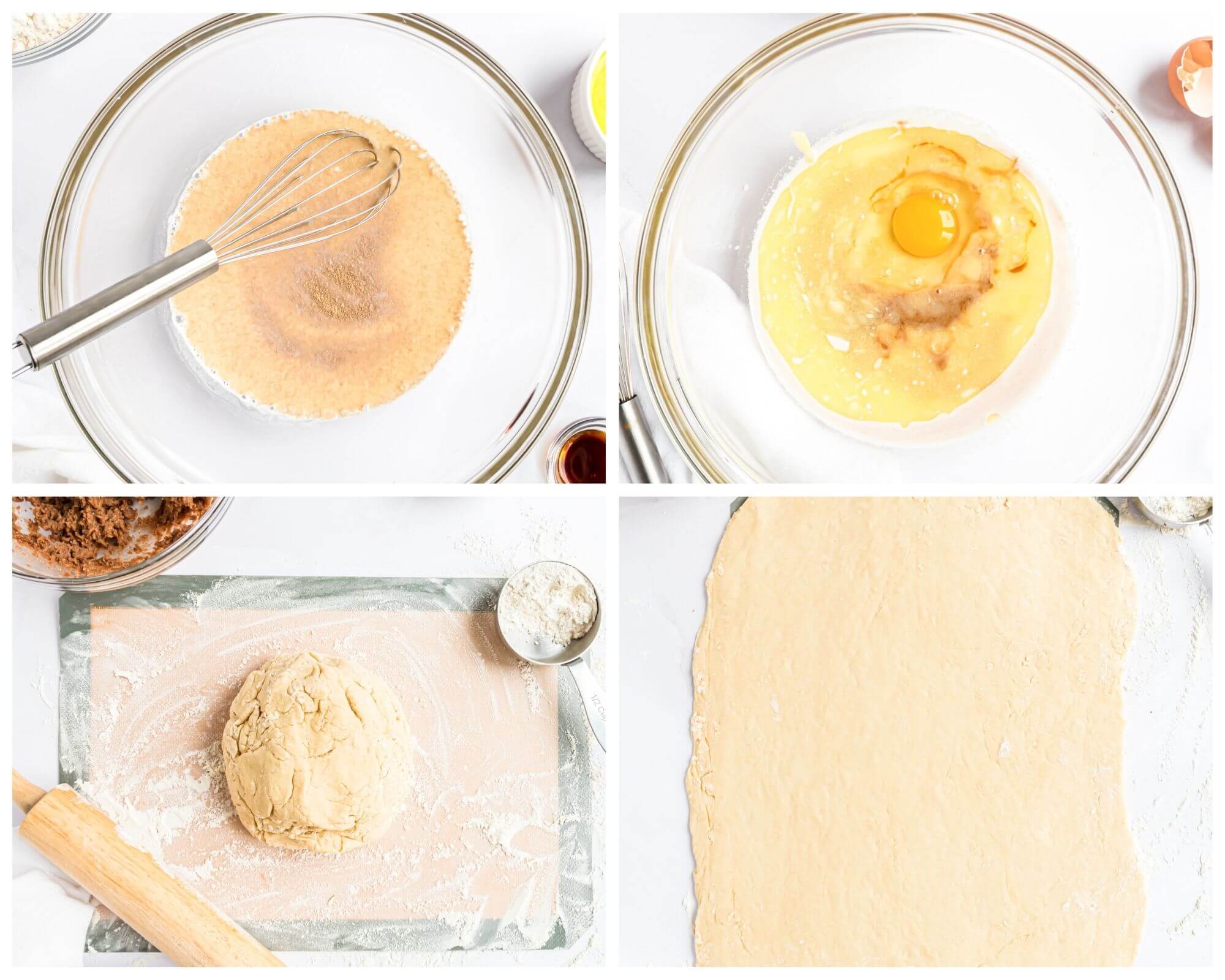 cinnamon buns process photo collage