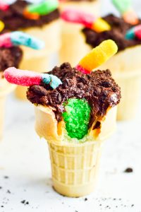 cake cone with bite taken out