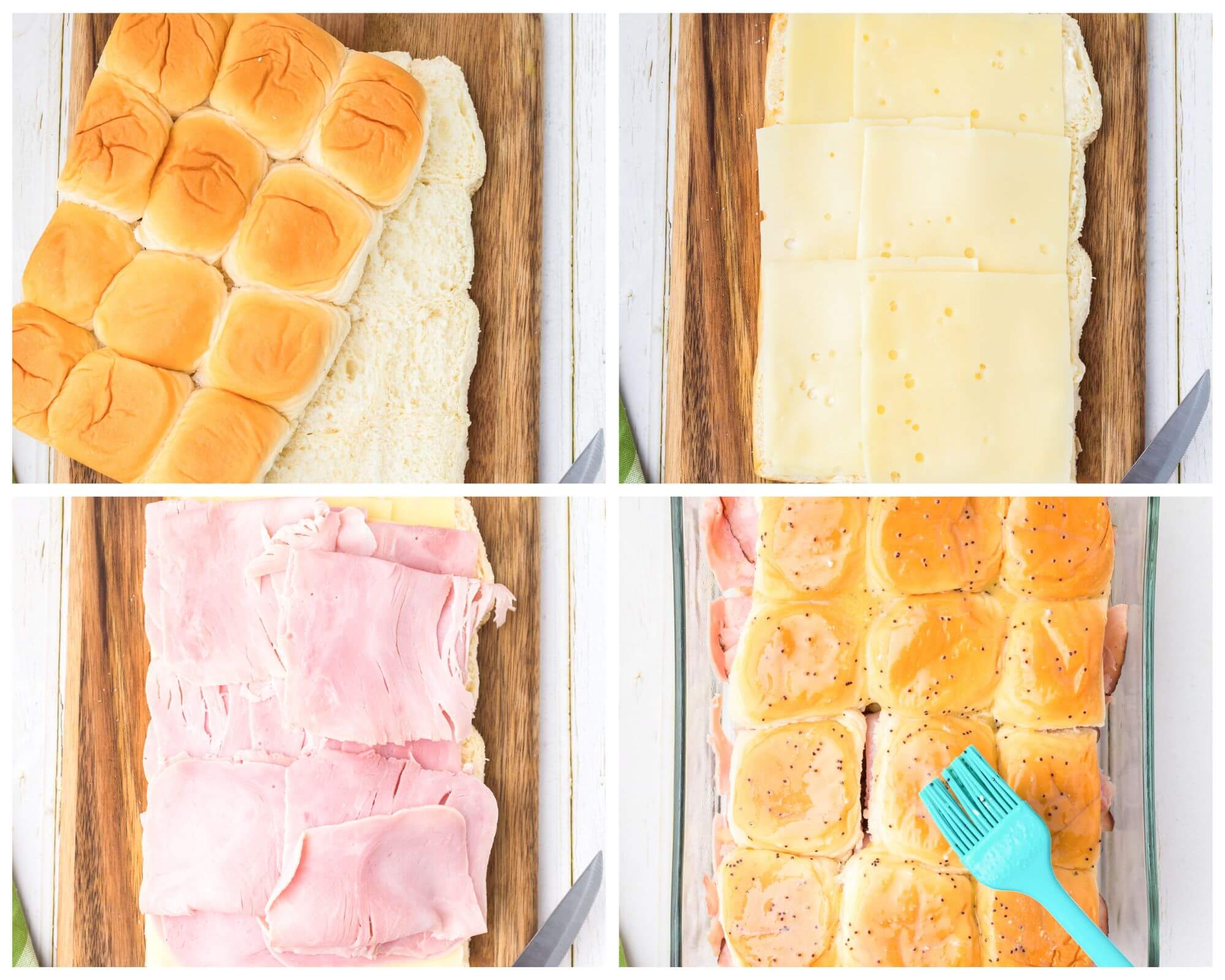 ham and cheese sliders process collage