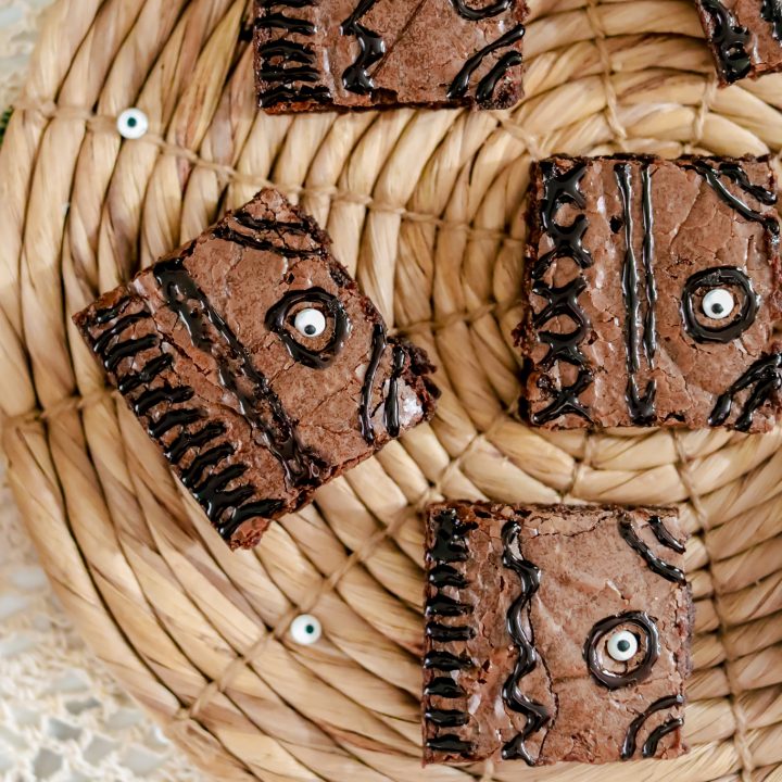 brownie squares decorated like a spell book