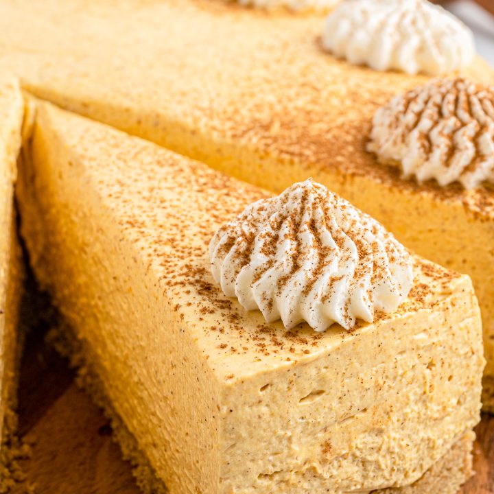 slice of orange colored cheesecake