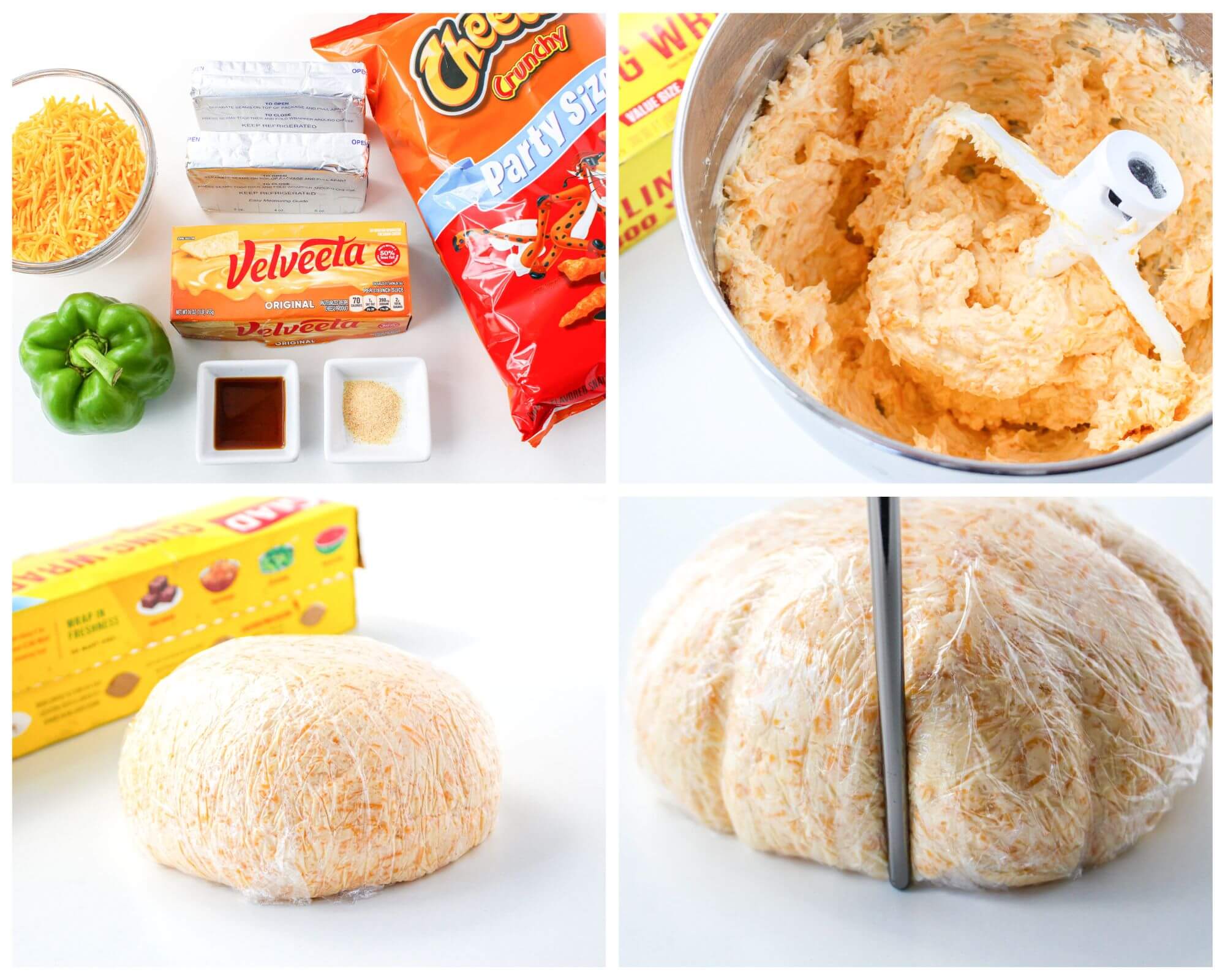 cheese ball process photo collage 1