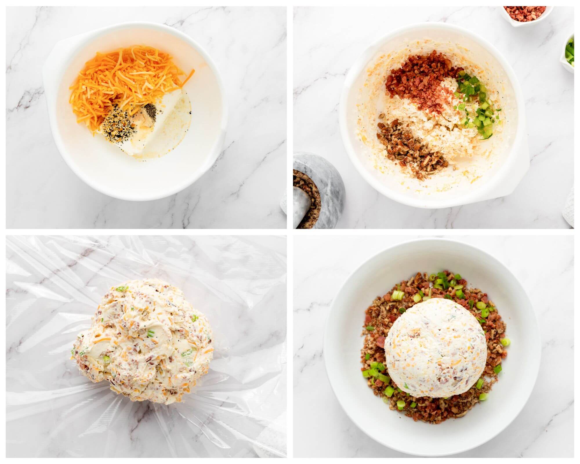 cheese ball process photo collage