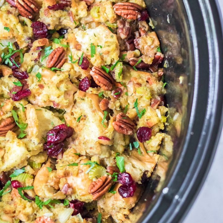 prepared stuffing in slow cooker
