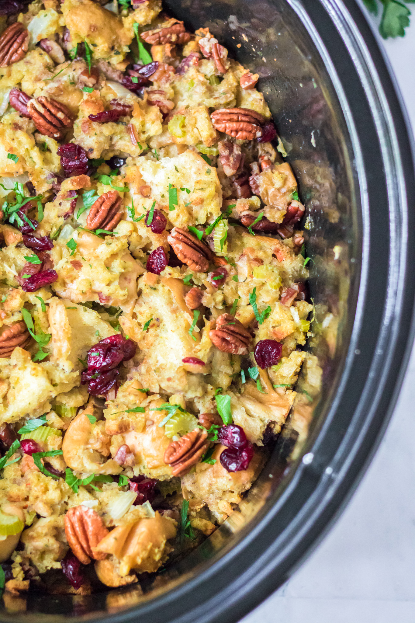 prepared stuffing in slow cooker