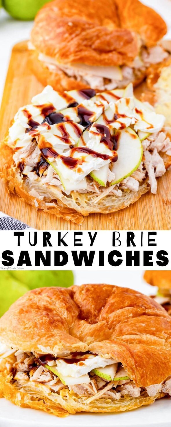 turkey brie sandwich pinnable image with title text