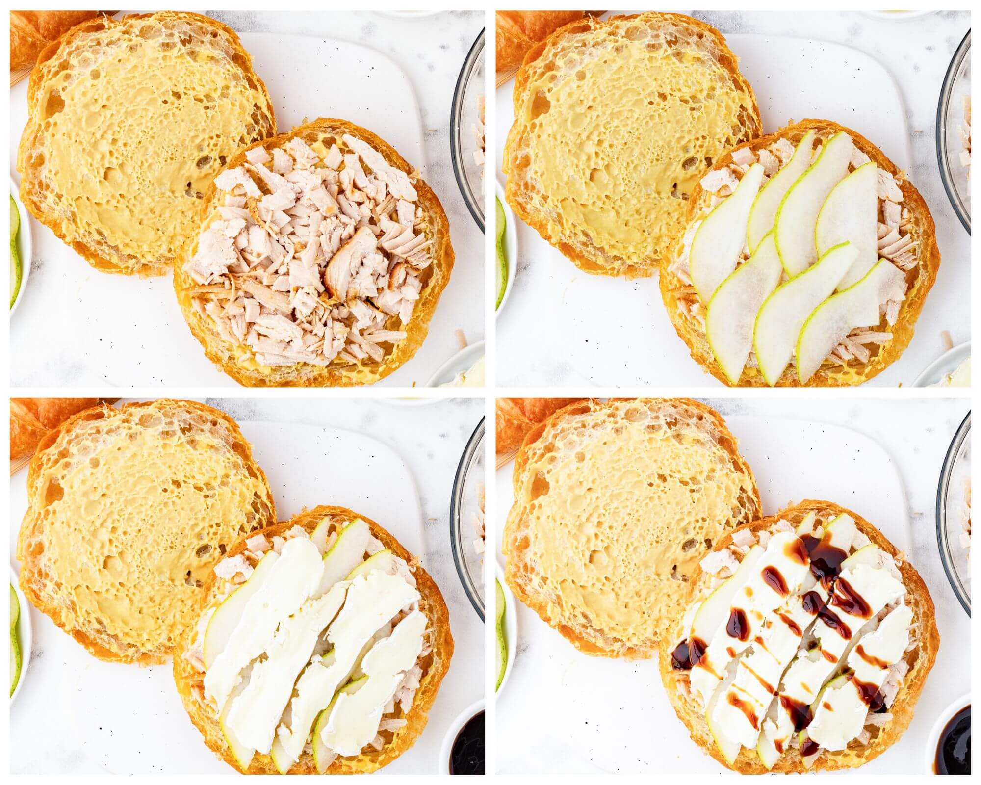 turkey sandwich process photo collage