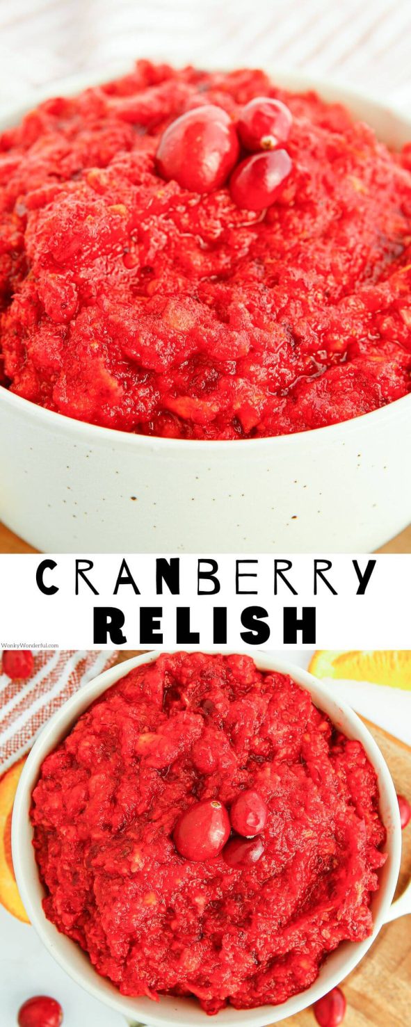 cranberry orange relish pinnable image with title text