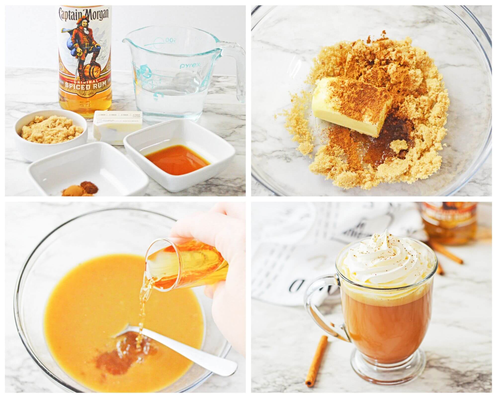 hot butter rum process photo collage