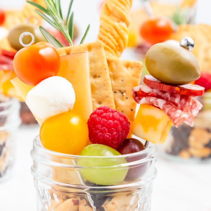 charcuterie ingredient arranged in glass jar