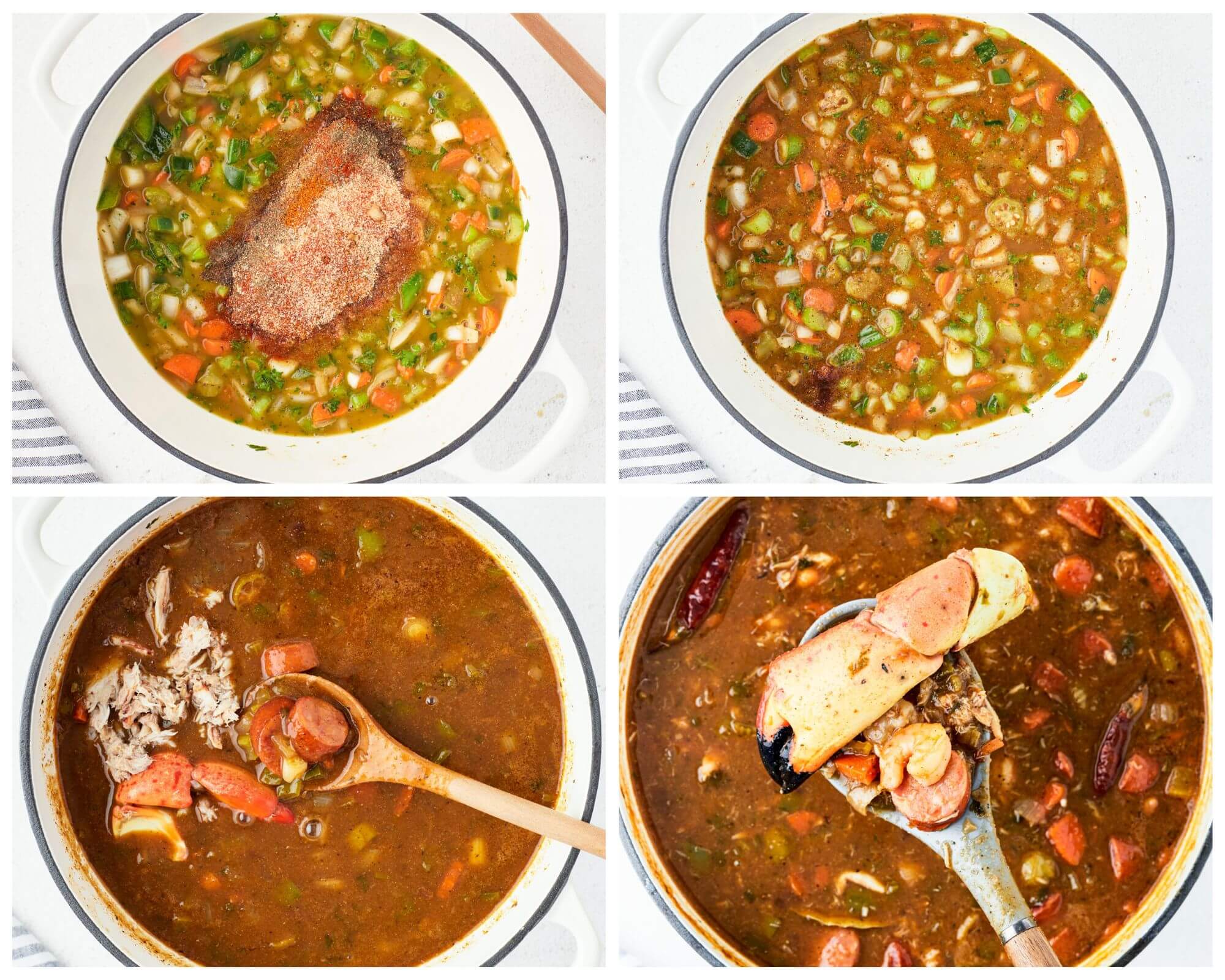 gumbo process photo collage