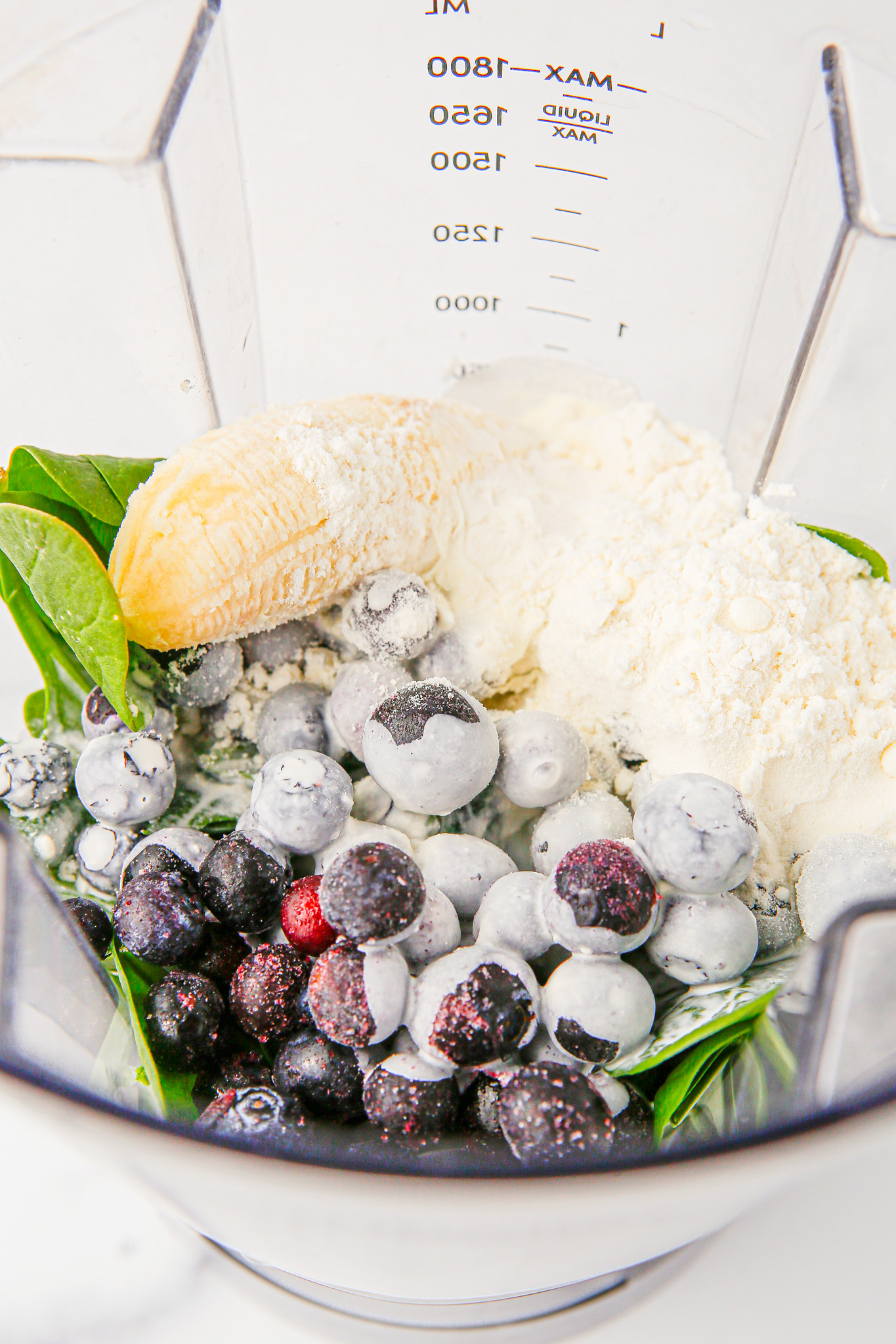 smoothie ingredients in blender