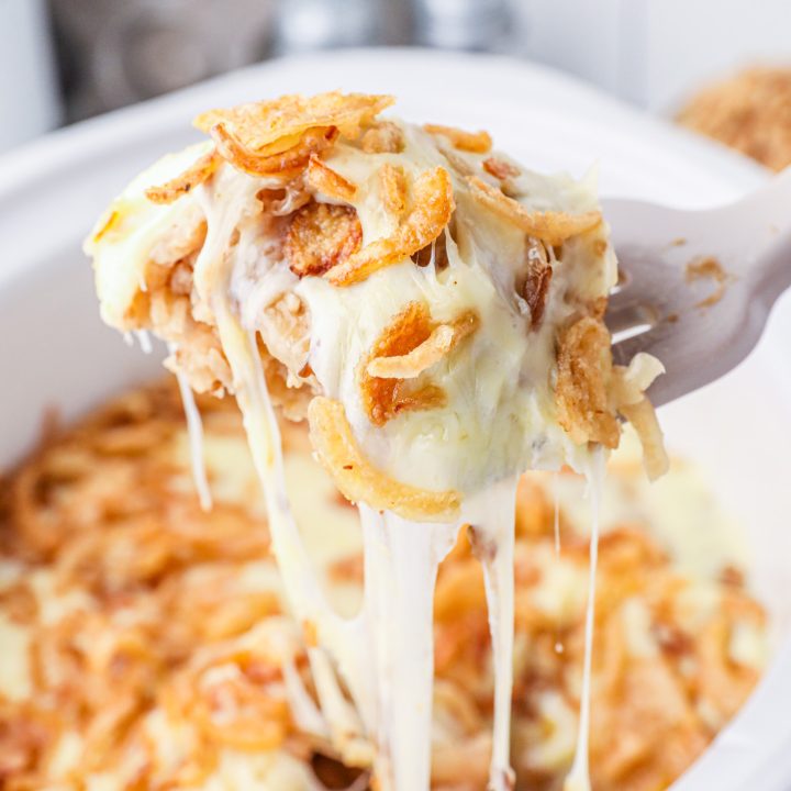 spatula cooking casserole from crockpot