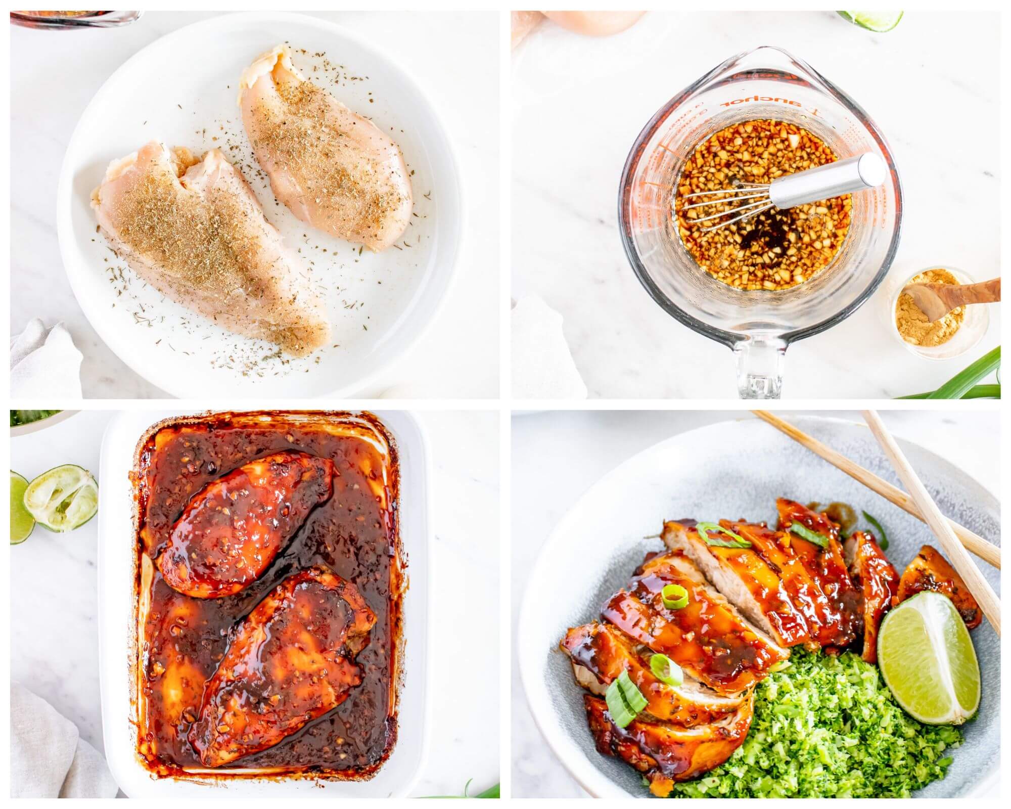 glazed chicken process photo collage
