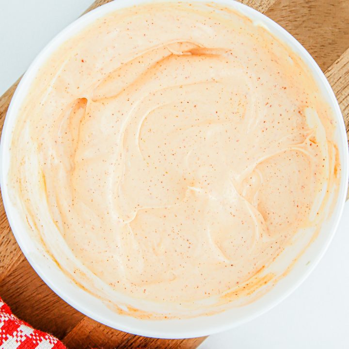 creamy dip in white bowl