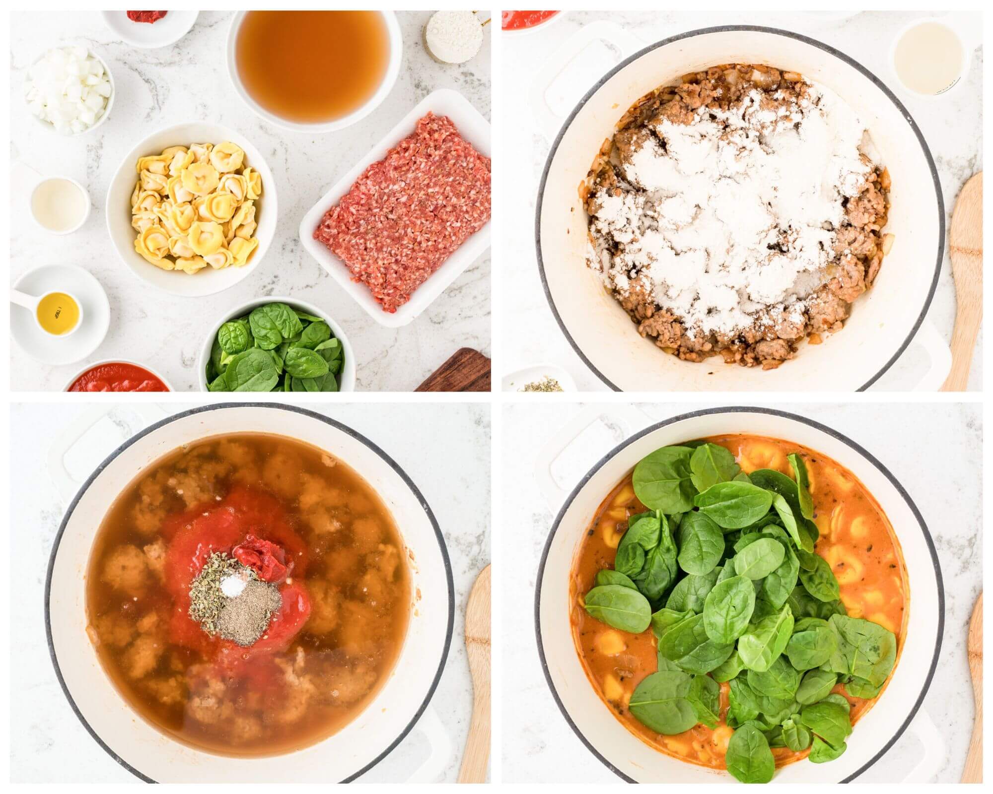 tortellini soup process photo collage