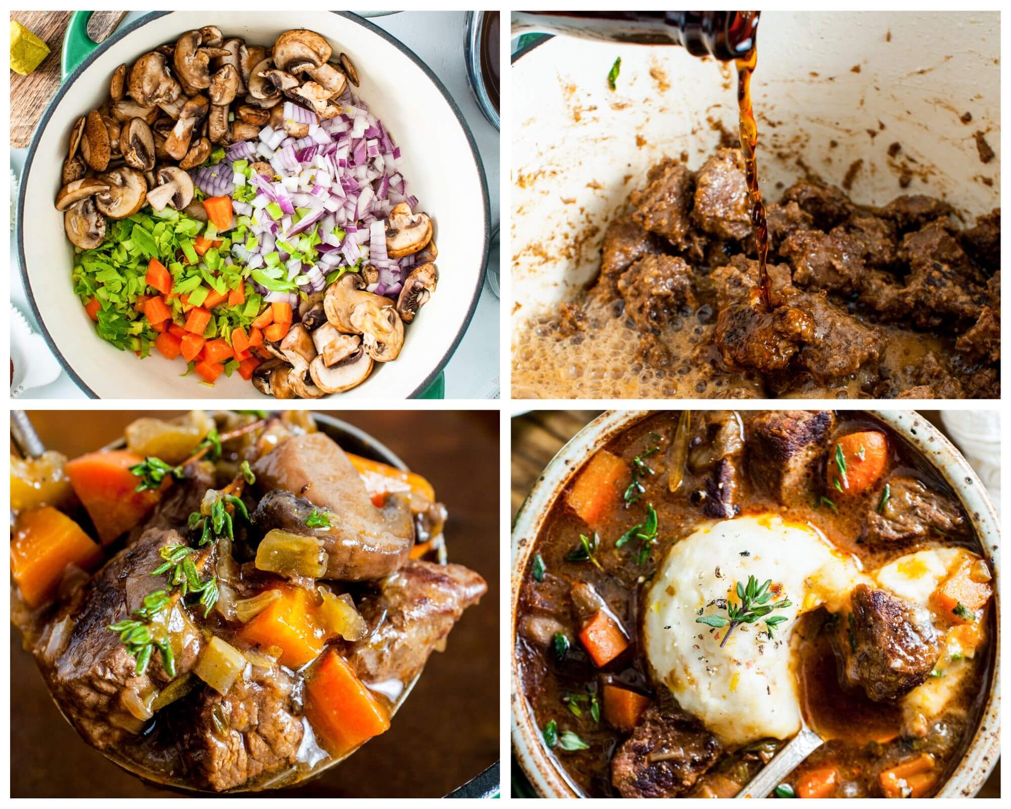 beef stew process photo collage