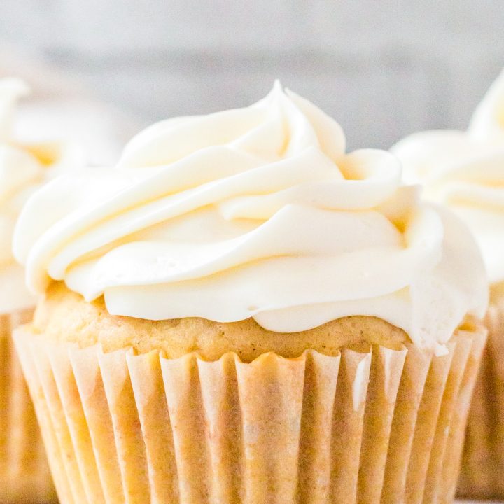 cupcake topped with white frosting