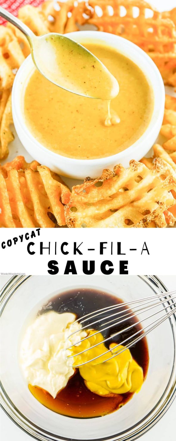 chick fil a sauce recipe pinnable image with title text