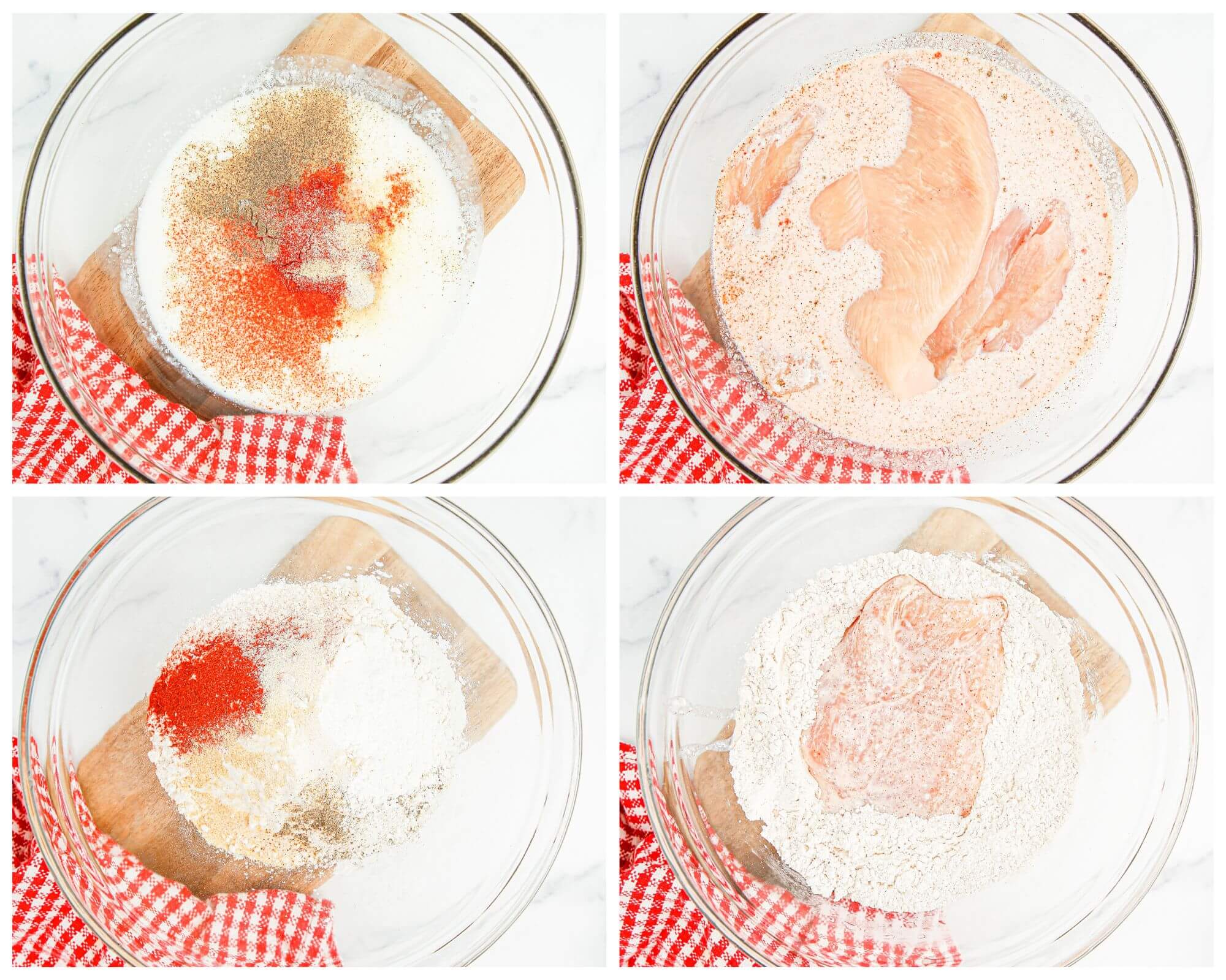 fried chicken process photo collage