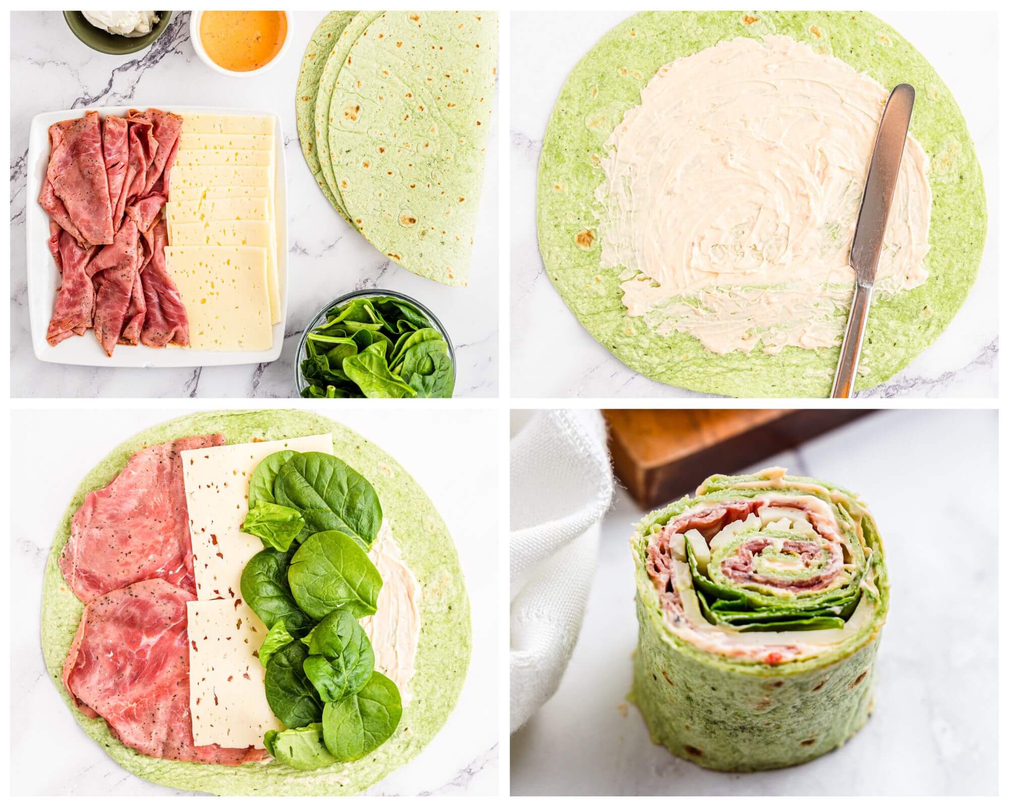 pastrami roll ups process photo collage